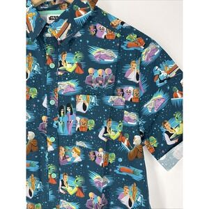 Star Wars Button Up Camp Shirt Green Jeff Granito Obi-wan Disney Park Sz S NWT